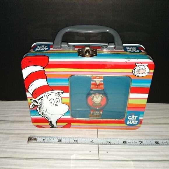 Universal Studios Dr. Seuss The Cat In The Hat Kids Watch With Storage Tin 2003 - Picture 9 of 9